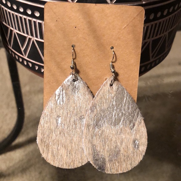 Handmade Leather Teardrop Earrings $16 each pair - Picture 3 of 4